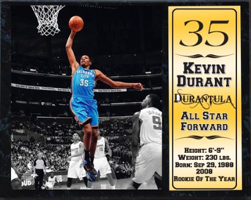Encore Select 520-BSKOKC35 Oklahoma City Thunder No. 35 Kevin Durant 12X15 Stat Plaque.