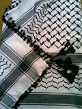 100% Cotton Kaffiyeh Shemagh Houndstooth Scarf (50 x50) - White on Black and Black on White