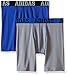 adidas Youth Kids-Boy's Boy's Sport Performance Climalite® Midway Underwear (2-Pack), Grey/Bold Blue Bold Blue/Black, MEDIUM