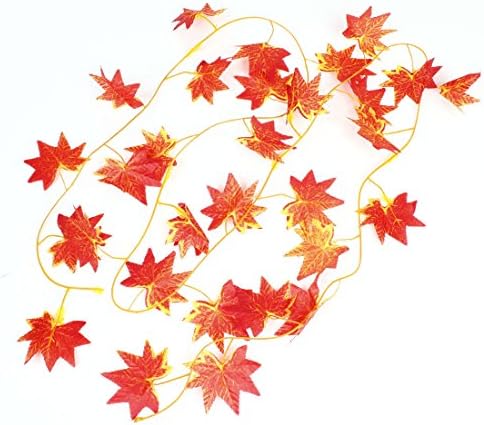 Yiiho Home Room Decortaion Red Orange Artificial Maple Leaf Ivy 2.4M