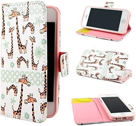iphone 5s case, TJA Giraffe Design Wallet PU Leather Stand Flip Case Cover for Apple iPhone 5 5S