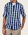 Regular Fit Roll-Up Check Shirt Indigo