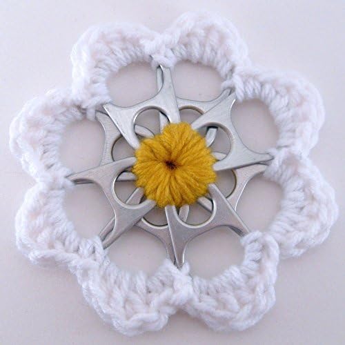 Daisy Recycled Silver Aluminum Can Tab Christmas Flower Ornament