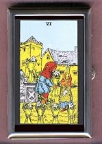 CUPS VI TAROT CARD, COIN GUITAR PICK PILL BOX