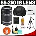 Canon EF-S 55-250mm f/4.0-5.6 IS Telephoto Lens accessory kit