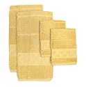 Ritz Gourmet Collection Egyptian Cotton 4-Piece Kitchen Towel and Dish Cloth Set, Honey