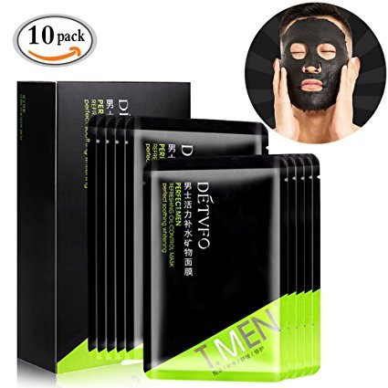 MLMSY Facial Mask Sheets for Men Nourishing and Activating Facial Skin Deep Clean Pores Repair Damaged Cells Adding Moisture to the Skin (10 PCS)