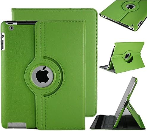 iPad 2/3/4 Case, 360°Degree Rotating Stand Case Cover with Auto Sleep / Wake Feature for iPad 2/3/4(9 Colors)this case is for iPad 2/3/4 (Green)