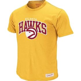 Atlanta Hawks Mitchell & Ness Gold Vintage Team Name & Logo Premium T-Shirt