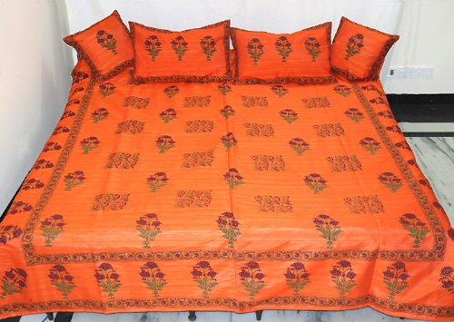 Silk Bedspread bed sheet with Pillow & Cushion Covers