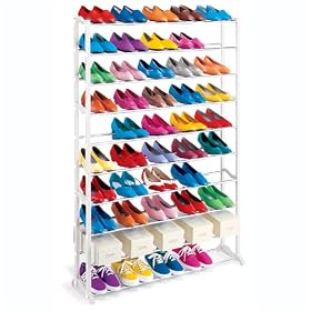 <b>Shoe Rack - 50 Pair Freestanding - (White)</b>
