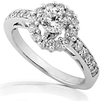 1 Carat Round Brilliant Diamond Ring in 14k White Gold