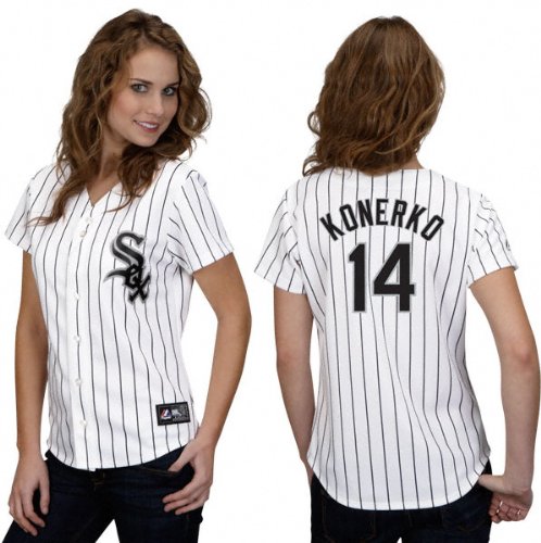 MLB Women's Chicago White Sox Paul Konerko White/Black Pinstripe Home Short Sleeve 5 Button Synthetic Replica Baseball Jersey Spring 2012  (White/Black Pinstripe, XX-Large)