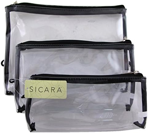 Sicara Clear Cosmetic Bag 3-Piece Bag Set