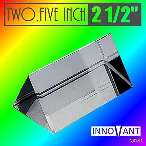 INNOVANT 2.5" Inch Triangular Optical Acrylic Glass Crystal Prism Full Rainbow Color Spectrum Best For Teaching Physics Experiments Reflect &amp; Refract Light Beam Colors - Great Discovery Kids Toys