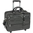 McKlein USA Leather Rolling Computer Laptop Briefcase, Black