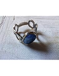 Sterling Silver Ring Size 6 Set with Roman Glass