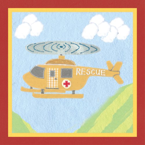 Art 4 Kids "Rescue Helicopter" Mounted Art Print, 12"x12"