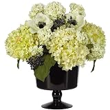 Silk Hydrangea w / Black Vase - B001BUAUXK