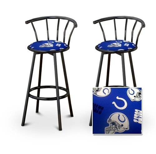 2 Indianapolis Colts NFL Football Themed Specialty / Custom Black Barstools with Backrest Set