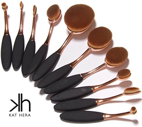 New Premium 10 Piece Soft Oval Toothbrush Makeup Brush Set_Professional Foundation Blending Kit_The Best Beauty Contour Cosmetic Tool Collection for Achieving Amazing Airbrush Finish Look_ Skin Care