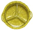 Hand Woven Lemon Yellow Painted Willow Basket with Glass Crudite Bowl 11.5"D