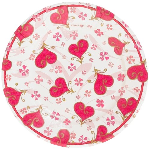Caspari Masaki Hearts Set of 8 Paper Salad Plates