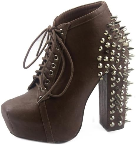 Nature Breeze Francheska-07 Brown Leatherette Spike Studs Bootie, Size: 6 (M) US [Apparel]