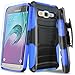 Galaxy On5 Case With TJS Tempered Glass Screen Protector, Dual Layer Hybrid Shock Absorbing Impact Resist Rugged Kickstand Armor Case with Belt Clip Holster For Samsung Galaxy On5 (Blue/Black)