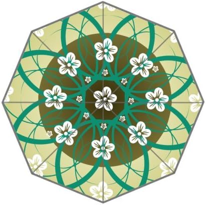 Vitange White Flowers Pattern In Beige World Fashion Pretty Auto Foldable Umbrella