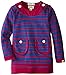 Hatley Girls' Button Neck Dress Navy Lush Berry Stripes