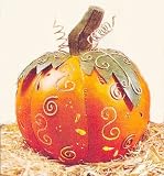 Large Metal Pumpkin Indoor/Outdoor Lantern