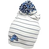 IMAGE OF Detroit Lions Women's Knit Hat: White Long Pom Knit Hat