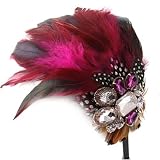 FUCHSIA PINK VIBRANT FEATHERED PLUME JEWELED FANCY HAIR HEADBAND