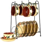Lynns French Country 13-Piece Espresso Cup and Saucer Set, Service for 6
