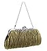 PULAMA Clutch Purse for Women, Pleated Satin Bridal Clutch Crossbody Evening Bag for Wedding & Prom Party, Army Green