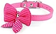 Mokingtop&reg; Hot Cute Knit Bowknot Adjustable PU Leather Dog Puppy Pet Collars Necklace (Hot Pink)