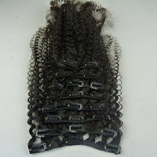 Safarihair Clip in Hair Extensions Kinky Curly 10inch-30inch 120g/1pc Nactual Color (22inch)