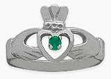Ladies 10 Karat White Gold Peridot Claddagh Ring