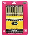 Sakura 30067 8-Piece Pigma Clam Brush Pen Set, Black