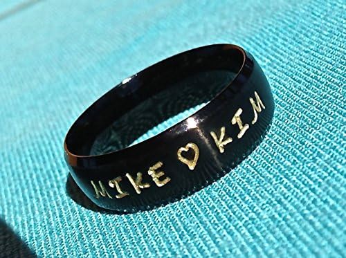 Personalized Couple's Ring~Mother's Ring~Hand Stamped~Engraved~Any Names~2, 3, 4 Names~Hearts~Date Option~Gold, Rose Gold, Silver, Coffee, Black or Blue Rings~New Mom~Twin Mom~Valentine's Day Gift