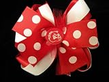 Sports Team Hair Bow - Bulldog - Red/white