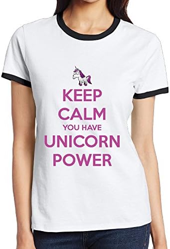 Lemoned Keep Calm Unicorn Black Hot Sale Women Contrast Color Short Sleeve T-shirt