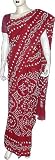 Indian Saree Sari in Tie Dye Print on Cotton with Blouse & Under Skirt Red (tdsari059)