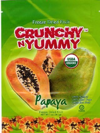 Crunchy N Yummy Organic Freeze Dried Fruit Papaya (Pack of 6)