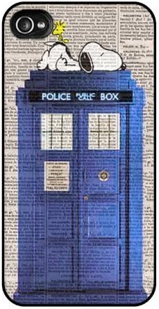 Snoopy on Dr Who Tardis Phone Box Hard Case and Silicon Case for Iphone 5 Iphone 5s Three Layers Protectectionscreen...
