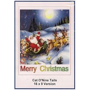 Cat O'Nine Tails 16x9 Widescreen TV: Greeting Card: Merry Christmas