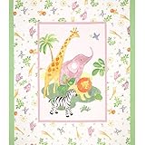 Safari Baby Quilt 36 In. Panel Pink Fabric By The Yard