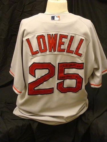 Mike Lowell Signed Game Used 2008 Boston Red Sox Away Jersey - Autographed MLB Jerseys