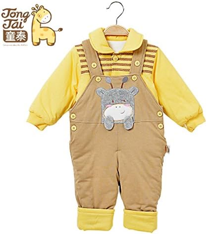 Intrans Baby Rompers Suspenders Trousers 2 Piece Overalls Jacket Suits (73, Yellow)